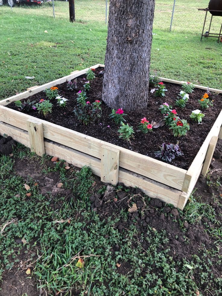 Simple Wooden Raised Bed for Trees