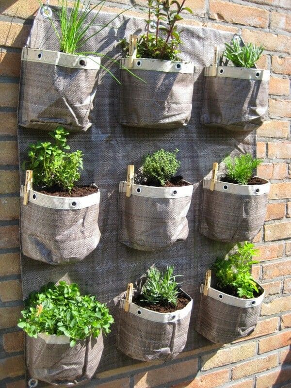 Space-Saving Vertical Pocket Herb Garden