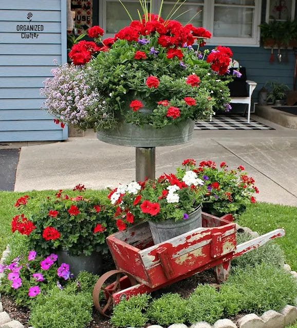 Stunning Bucket and Cart Display