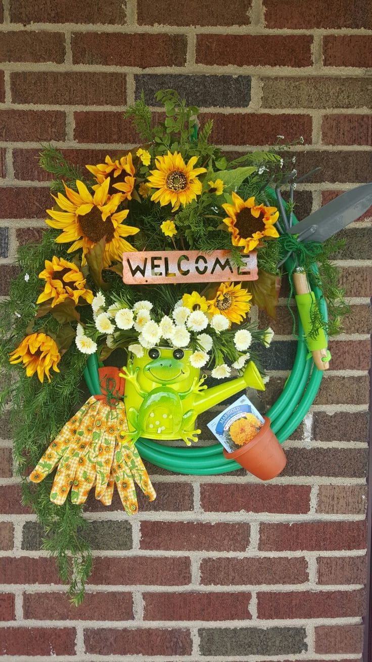 Vibrant Sunflower Wreath Welcome Display