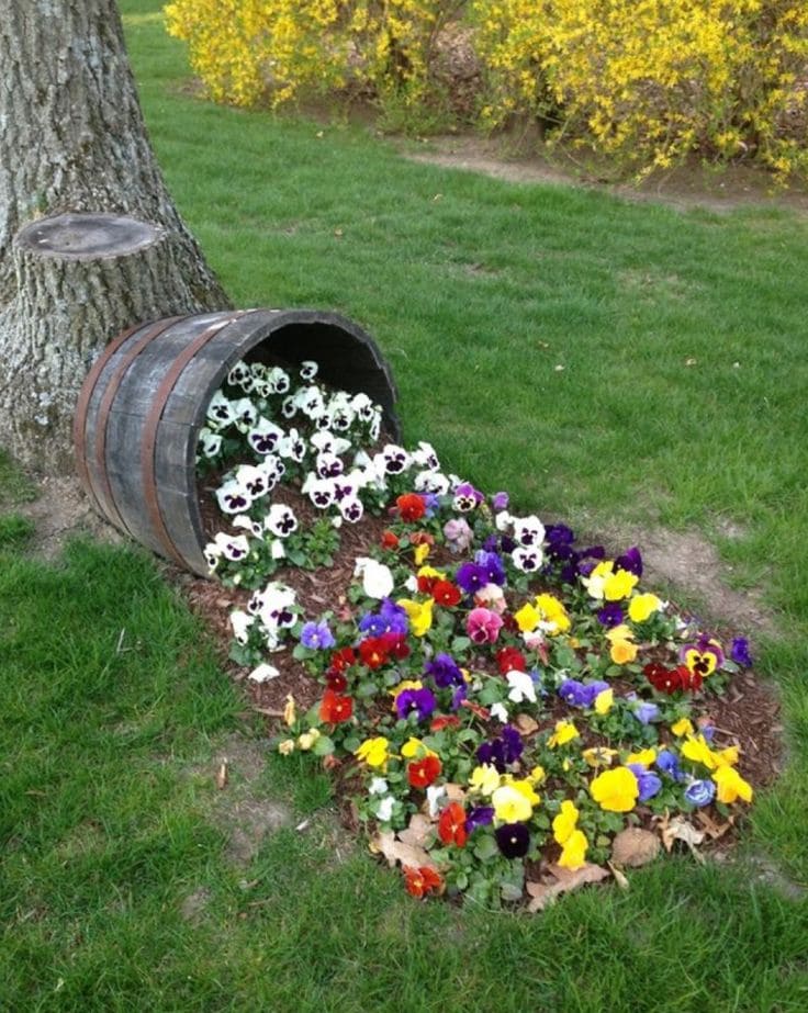 Vivid Floral Barrel Spill Display