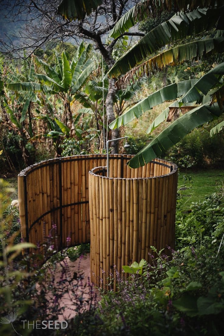 Whimsical Bamboo Outdoor Shower