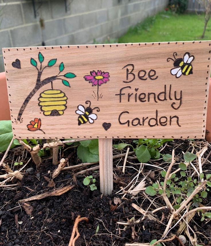 Whimsical Bee-Friendly Garden Marker