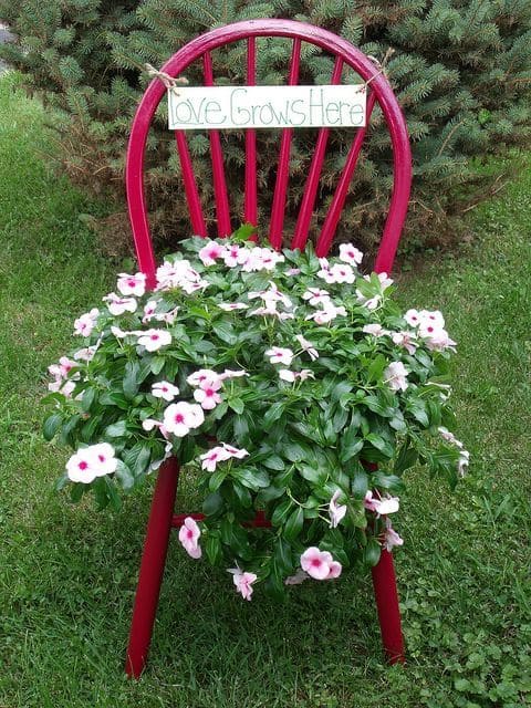 Whimsical Chair Planter with Sweet Message