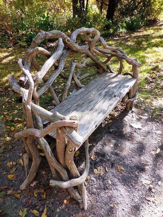 Whimsical Driftwood Bench