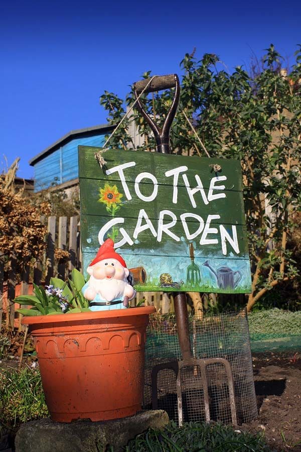 Whimsical Shovel Garden Sign Display