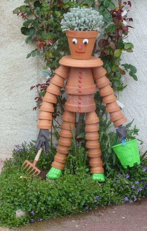 Adorable Clay Pot Gardener Statue