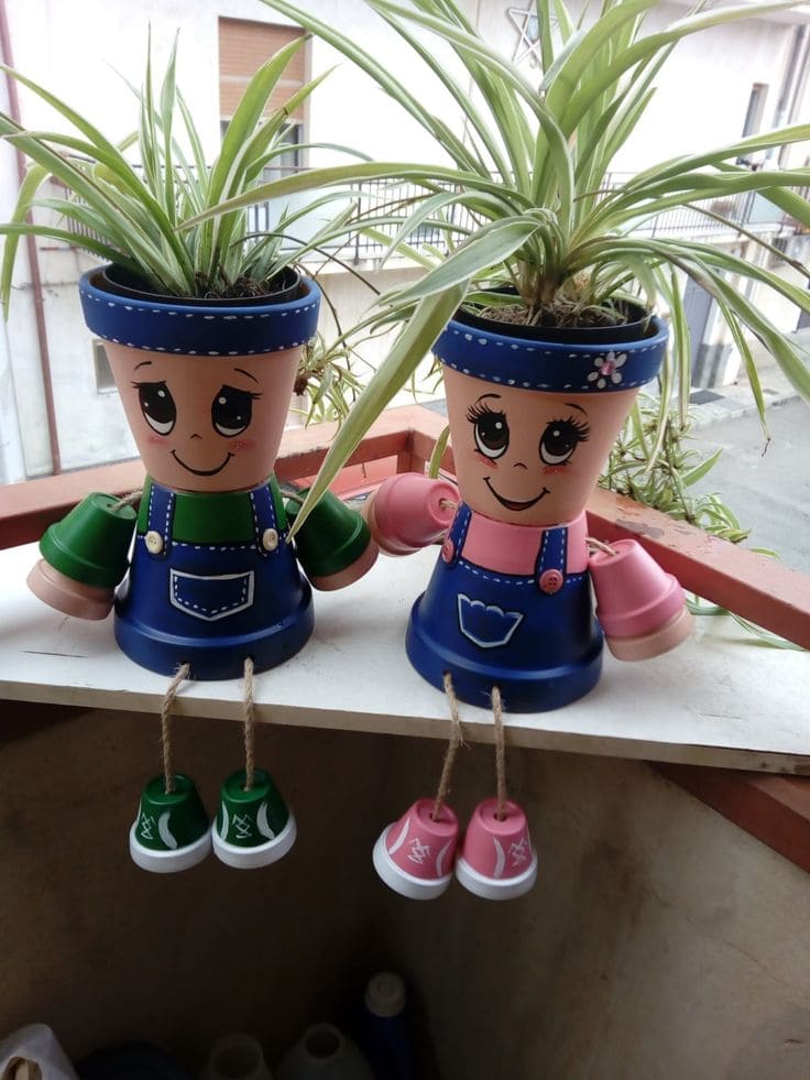 Adorable Clay Pot People Planters