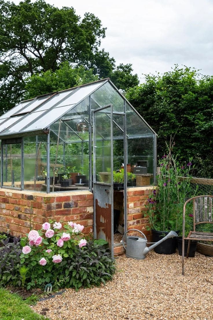 Brick-Based Greenhouse with Timeless Appeal