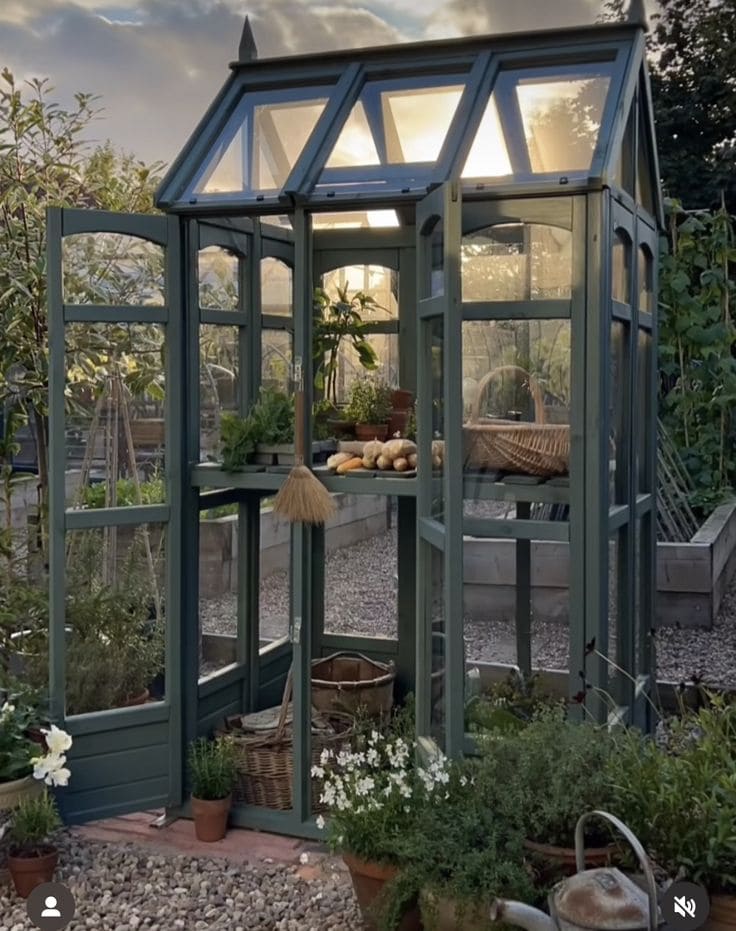 Charming Compact Greenhouse with Rustic Elegance