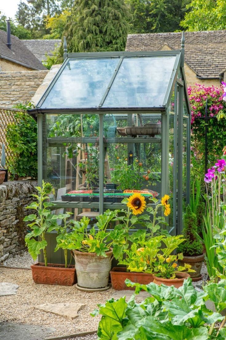 Charming Cottage Greenhouse with Rustic Flair