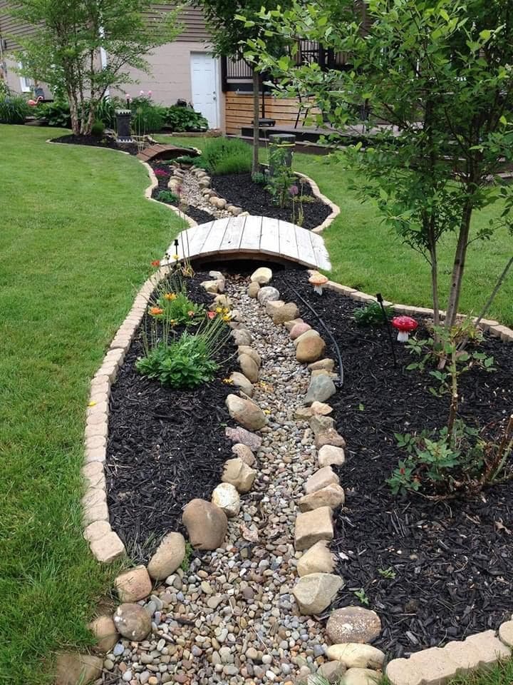 Charming Dry Creek Bed with Bridge