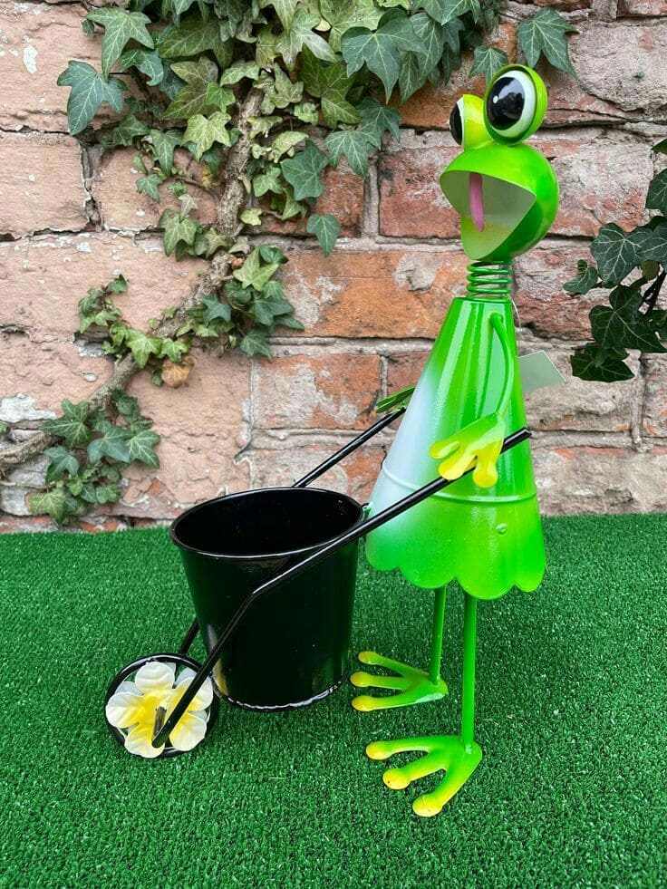 Charming Recycled Bottle Frog Planter