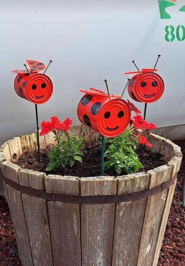 Charming Tin Can Ladybugs for Your Garden