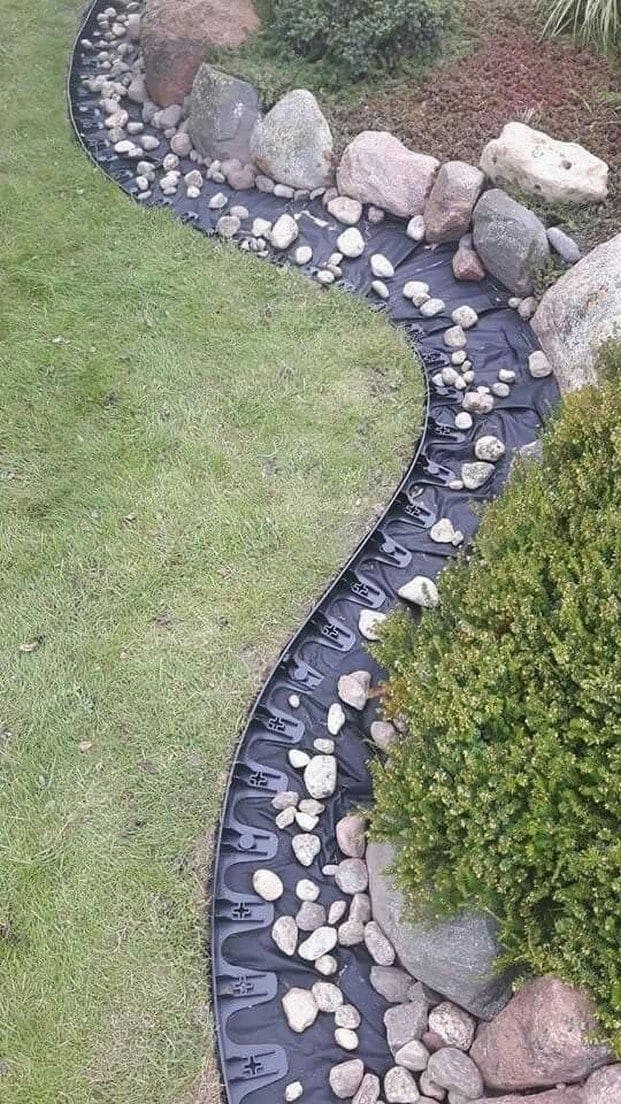 Curved River Rock Bordering Design