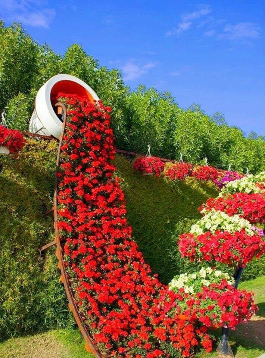 Dramatic Red Floral Waterfall Creation