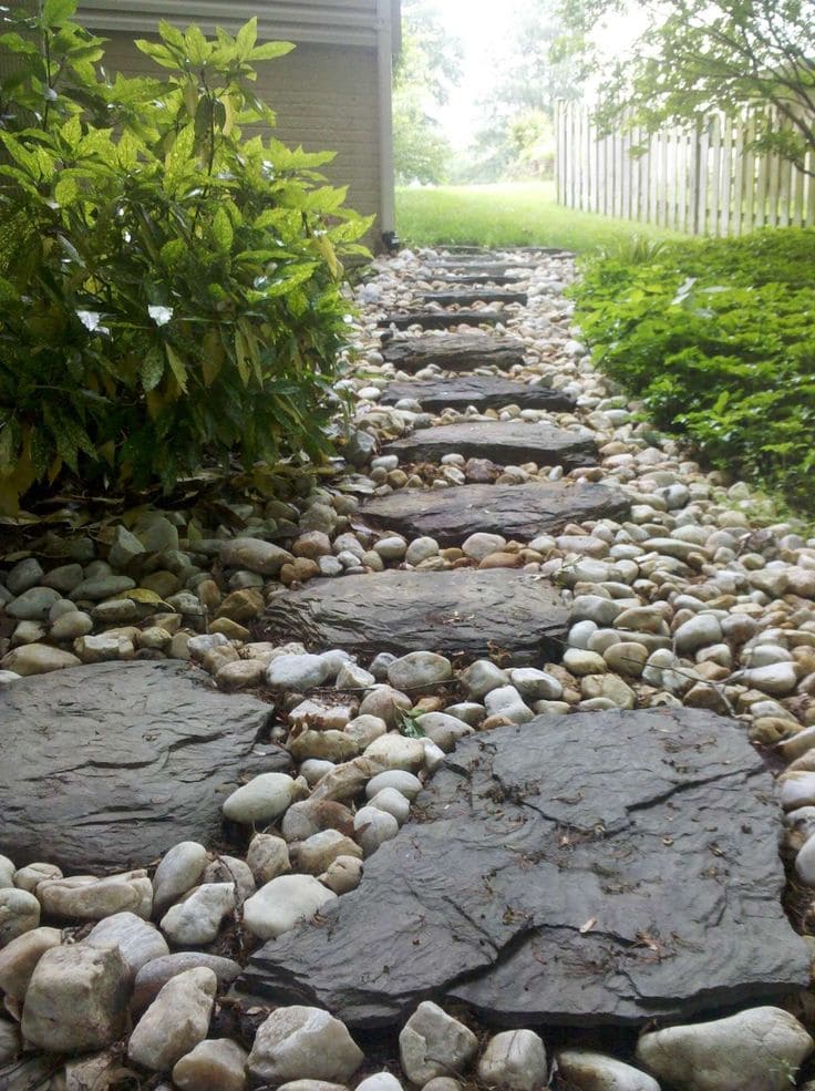 Elegant Stone and River Rock Pathway Design