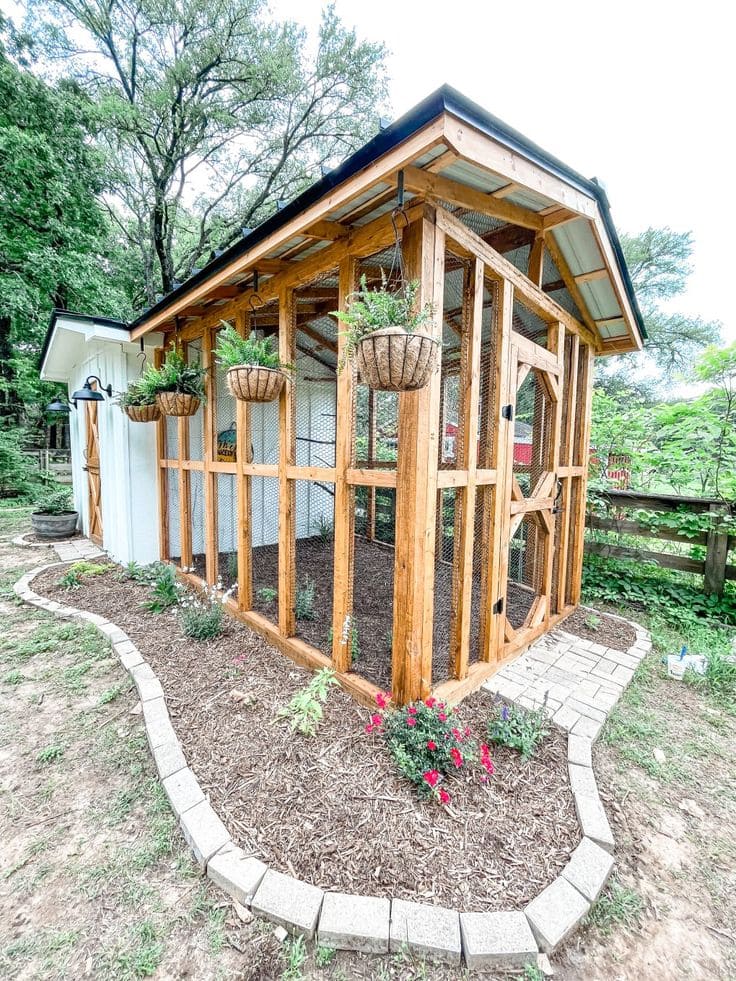 Elegant Wooden Chicken Coop with Planters