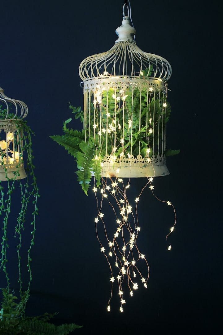 Ethereal Charm of Starry Birdcage Lights