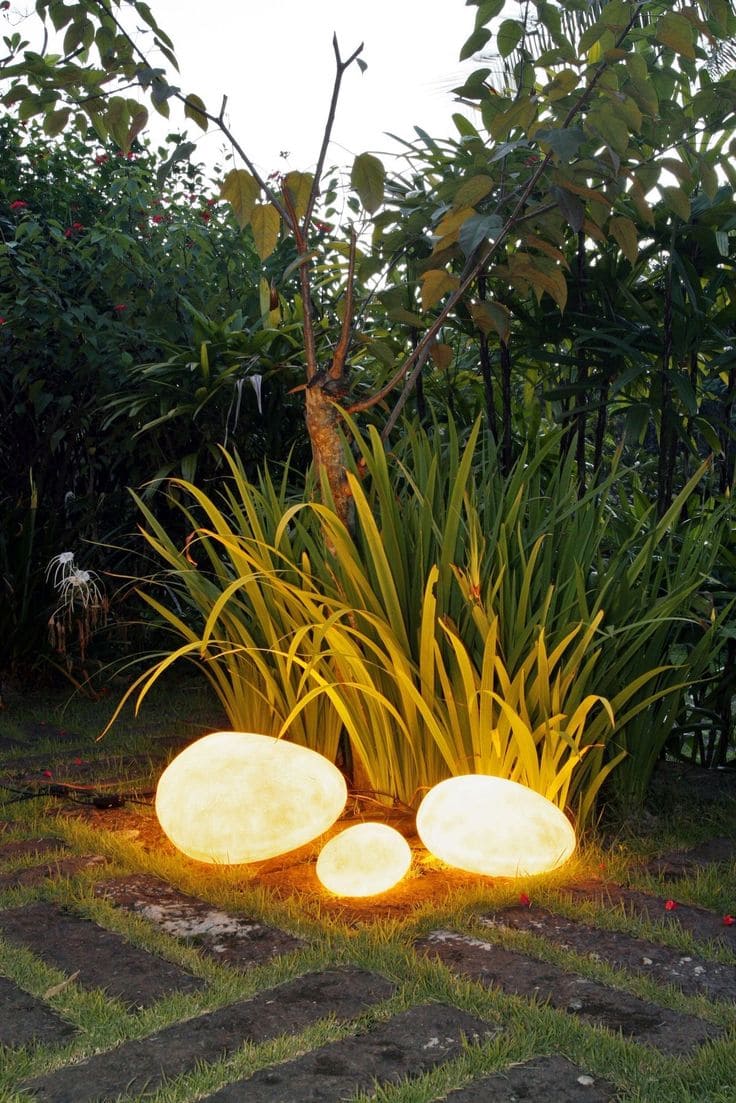 Glowing Stone Lights for Enchanting Gardens