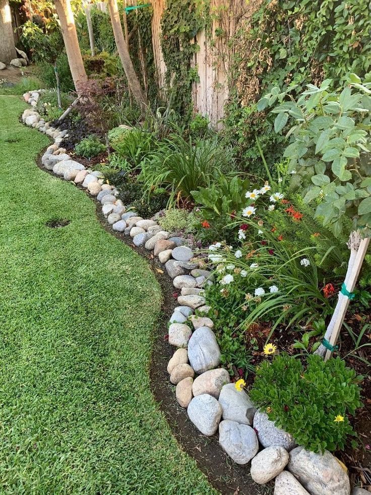 Graceful Rock Border for Lush Gardens