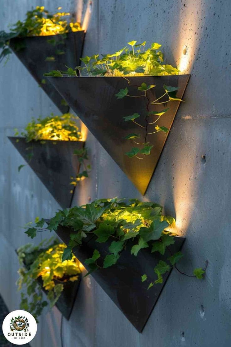 Illuminated Triangle Wall Planter Elegance