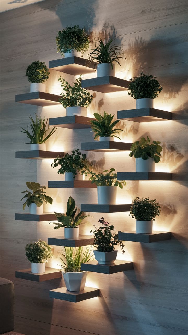 Modern Floating Shelves Wall Garden