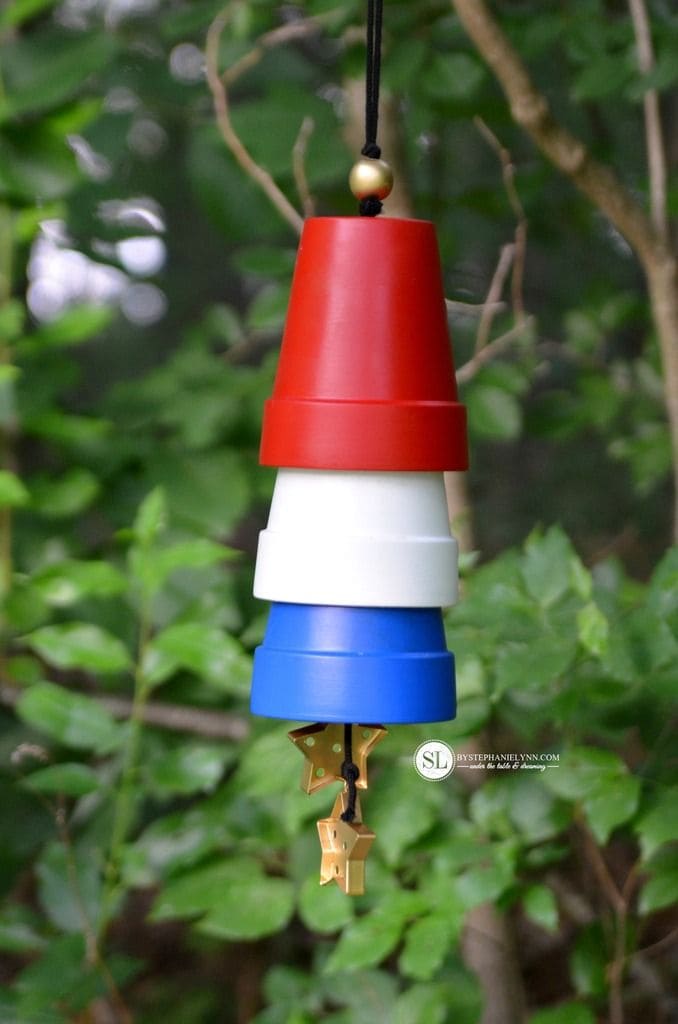 Patriotic Clay Pot Wind Chime Decoration