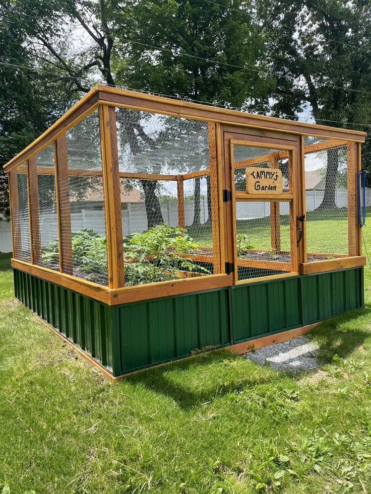 Practical Wooden Garden Enclosure with Metal Base