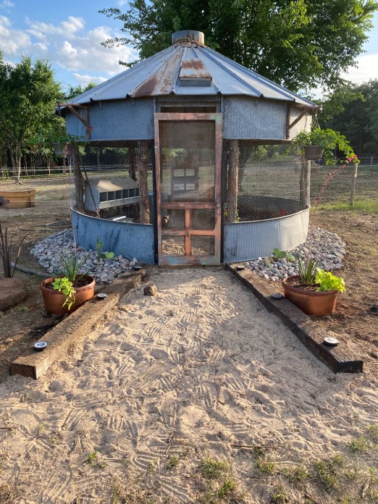 Rustic Round Galvanized Chicken Haven