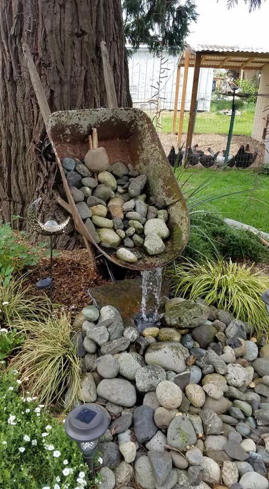 Rustic Wheelbarrow Waterfall