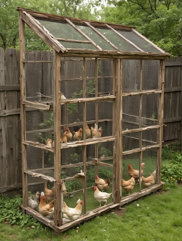 Rustic Window-Pane Chicken Paradise