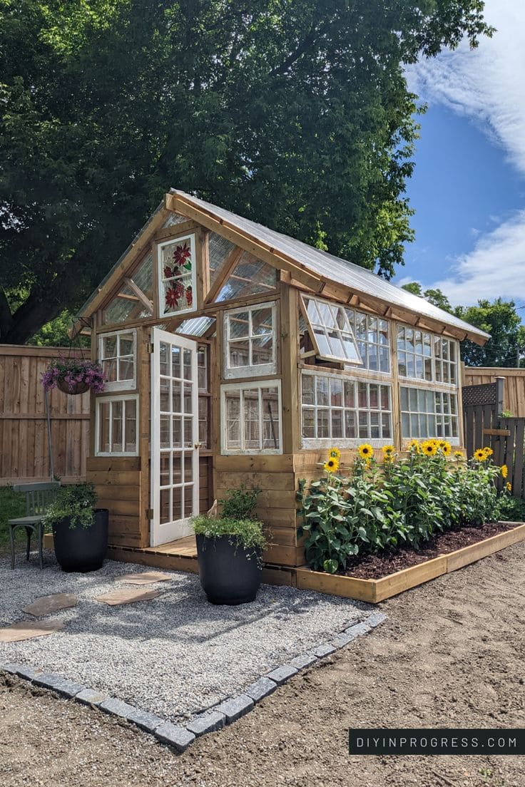 Rustic Wooden Greenhouse with Vintage Charm