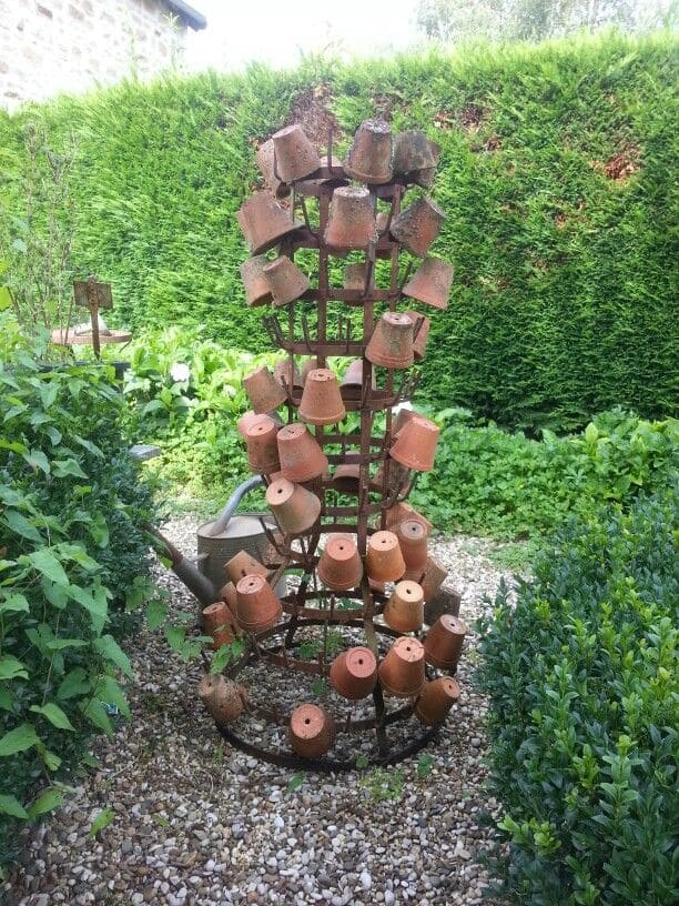 Rustic and Artistic Clay Pot Tower