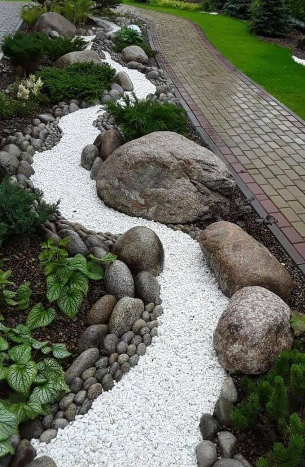 Serene White River Rock Pathway