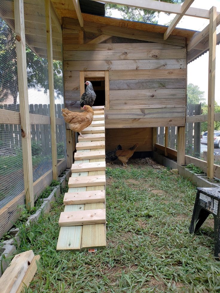 Spacious Wooden Chicken Coop with Ramp