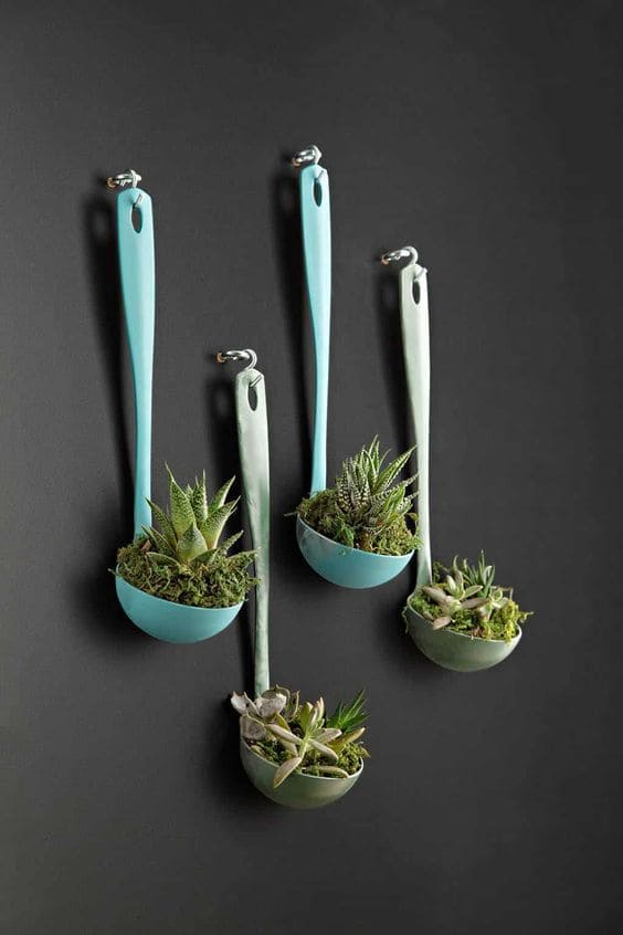 Vintage Ladle Succulent Wall Planters