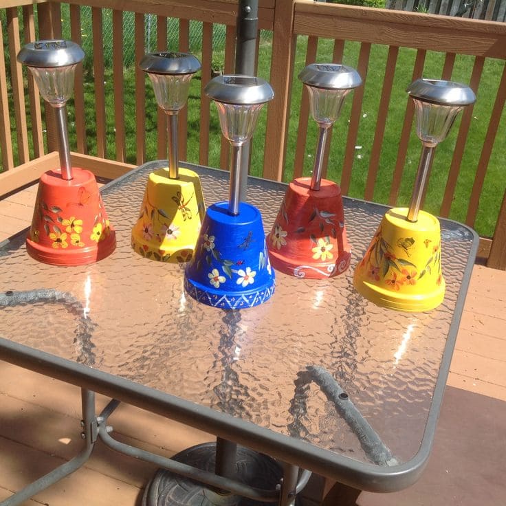 Vivid Solar-Powered Clay Pot Lights