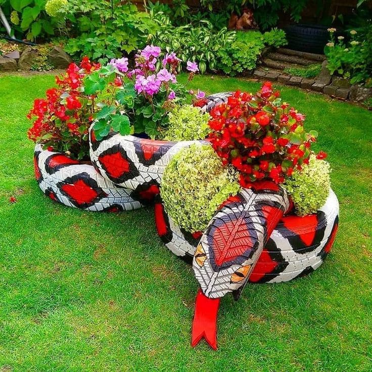 Vivid Tire Snake Garden Planter