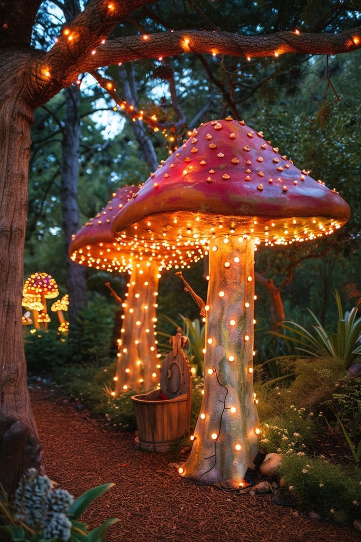 Whimsical Mushroom Lights for Dreamy Gardens