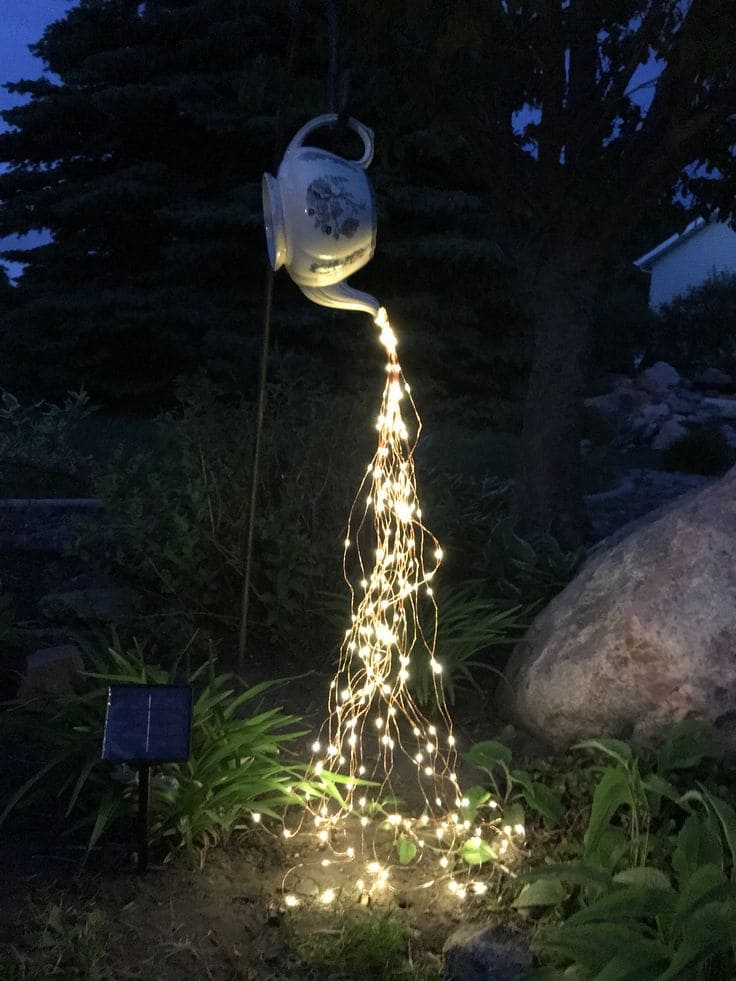 Whimsical Teapot Cascade Garden Lights