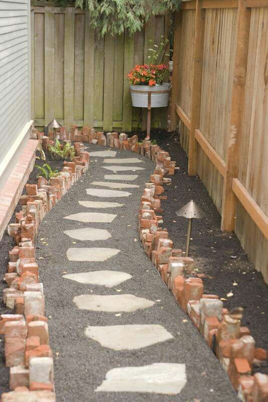 Brick-Lined Stepping Stones