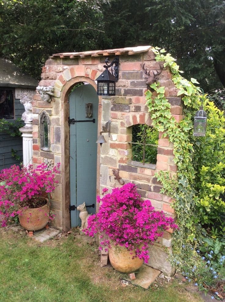 Charming Garden Gate with Old Brick Detailing