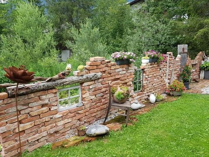 Charming Old Brick Wall Landscaping Design