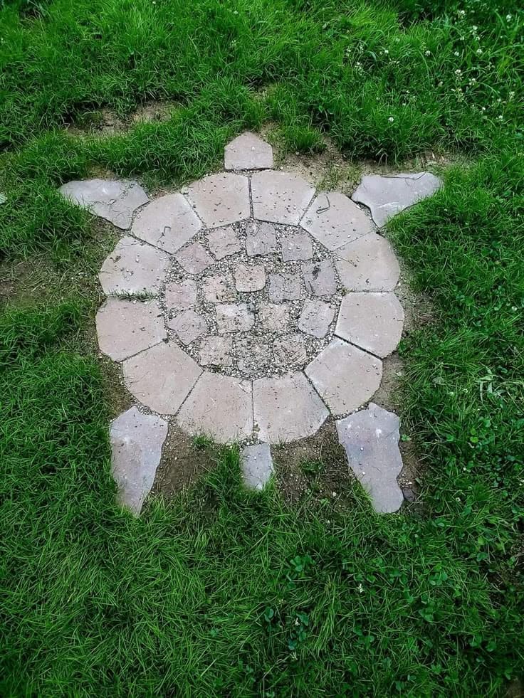 Charming Turtle-Shaped Stone Patio Design