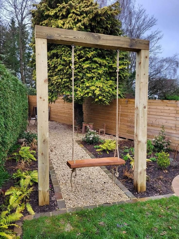 Charming Wooden Swing for Garden Bliss