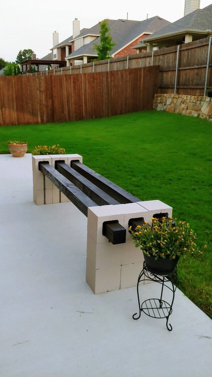 Concrete Block Bench for Modern Patios