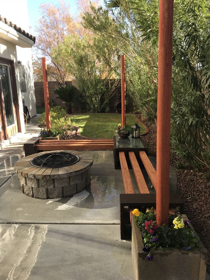 Cozy Fire Pit Bench with Rustic Charm