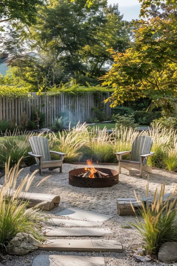 Cozy Fire Pit Retreat with Ornamental Grasses