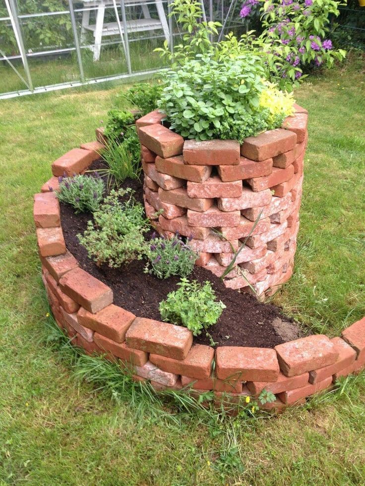 Creative Spiral Brick Planter Design for Gardens